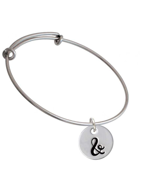 Large Script Letter - & - 3/4'' Disc - Charm Bangle Bracelet