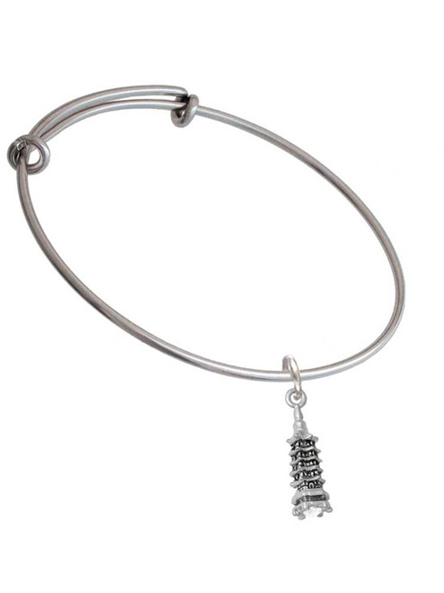 Pagoda with Clear Crystal Charm Bangle Bracelet