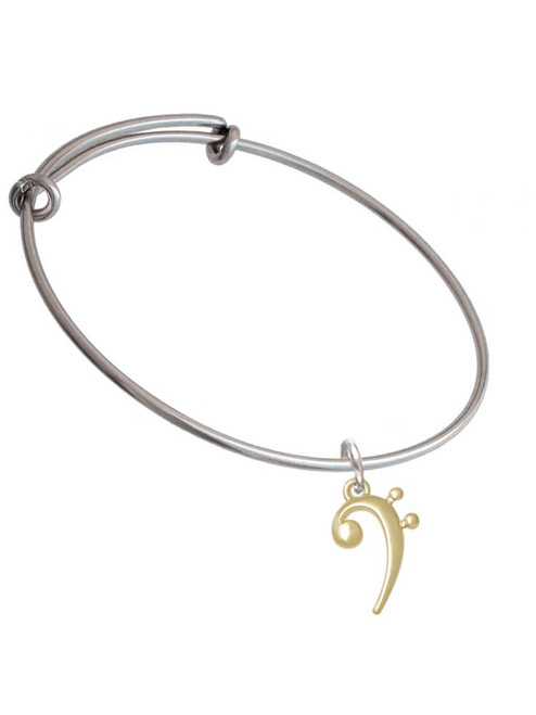 Bass Gold Tone Clef Charm Bangle Bracelet