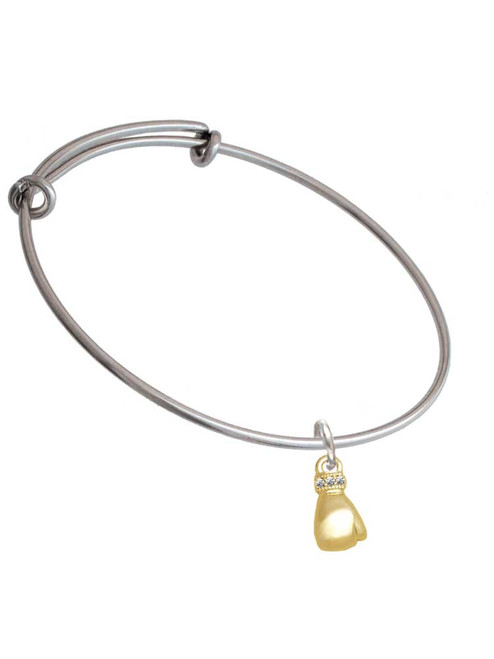 Small Gold Tone Boxing Glove Charm Bangle Bracelet