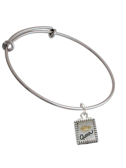 Shadow Box ''Queen'' with Gold Tone Crown Charm Bangle Bracelet