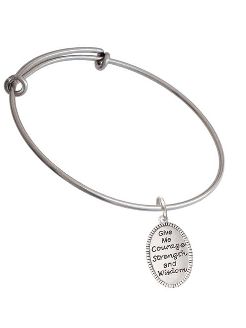 Give Me Courage Strength Wisdom Medallion Charm Bangle Bracelet