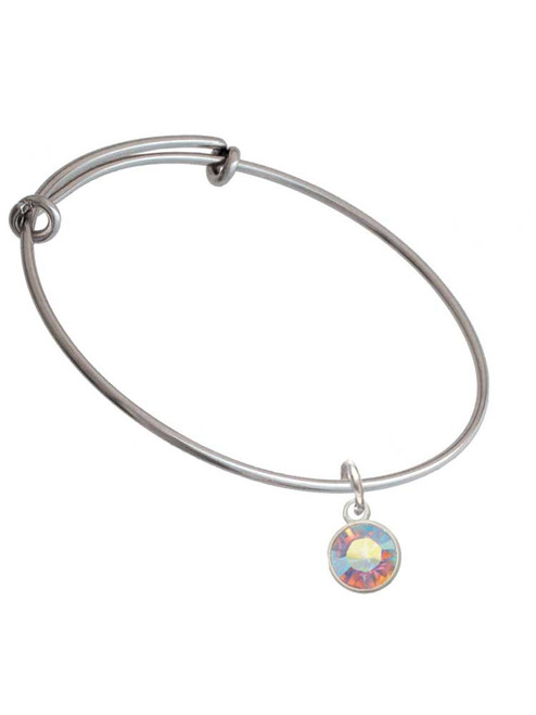10mm Clear AB Crystal Drop Charm Bangle Bracelet