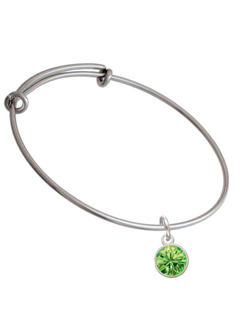 10mm Lime Green Crystal Drop Charm Bangle Bracelet