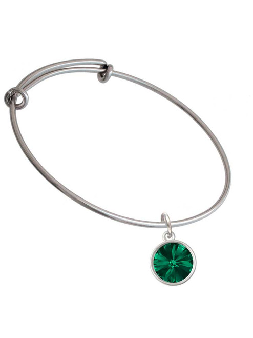 12mm Crystal Rivoli - Green Charm Bangle Bracelet
