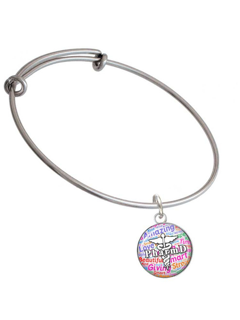 Domed Multi Color PharmD Charm Bangle Bracelet