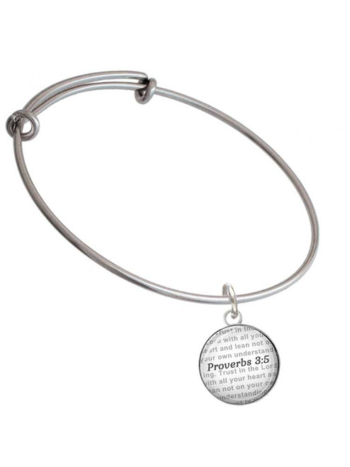 Domed Proverbs 3:5 Charm Bangle Bracelet
