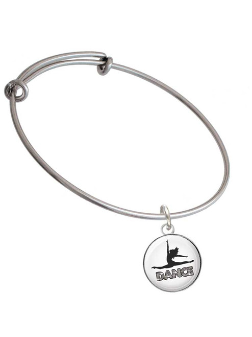 Domed Contemporary Dance Splits Charm Bangle Bracelet