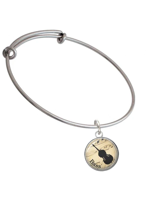 Domed Music - Bass Charm Bangle Bracelet