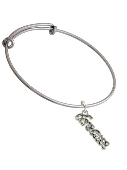 Script ''Dream'' with Clear Crystals Charm Bangle Bracelet