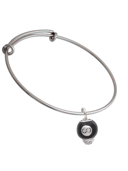 Black 8 Ball Spinner Charm Bangle Bracelet
