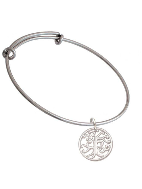 Tree of Life Cutout Charm Bangle Bracelet
