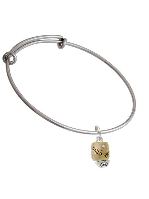 Two Tone Love Hope Faith Believe Spinner Charm Bangle Bracelet