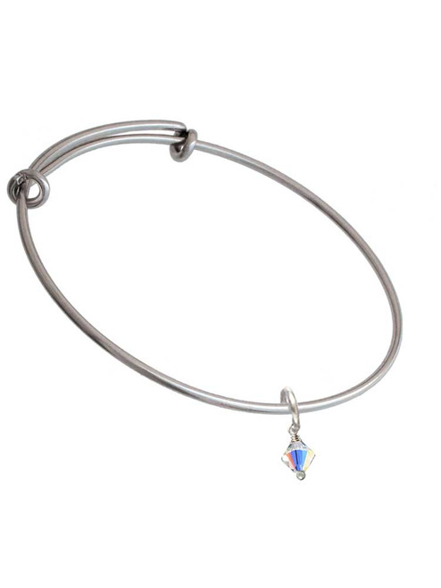 Clear AB - 6mm Crystal Bicone Charm Bangle Bracelet