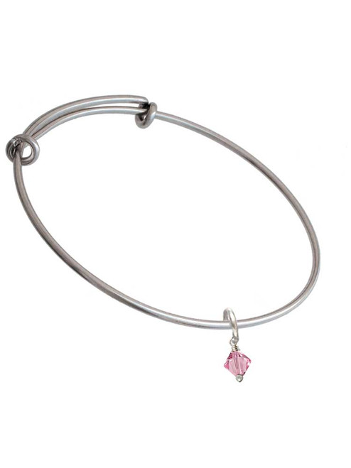 Pink - 6mm Crystal Bicone Charm Bangle Bracelet