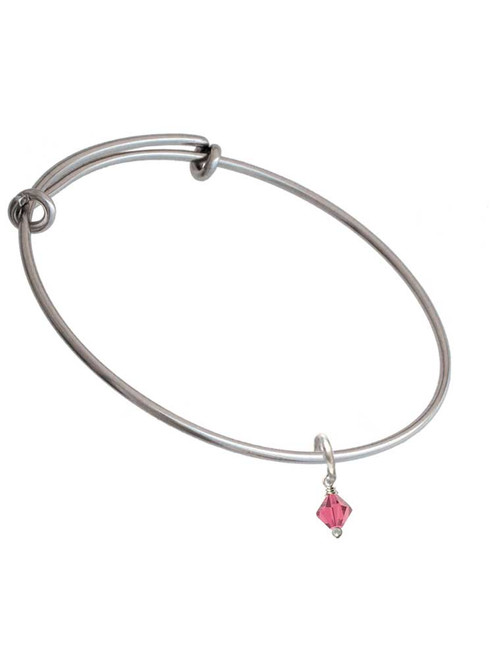 Indian Pink - 6mm Crystal Bicone Charm Bangle Bracelet