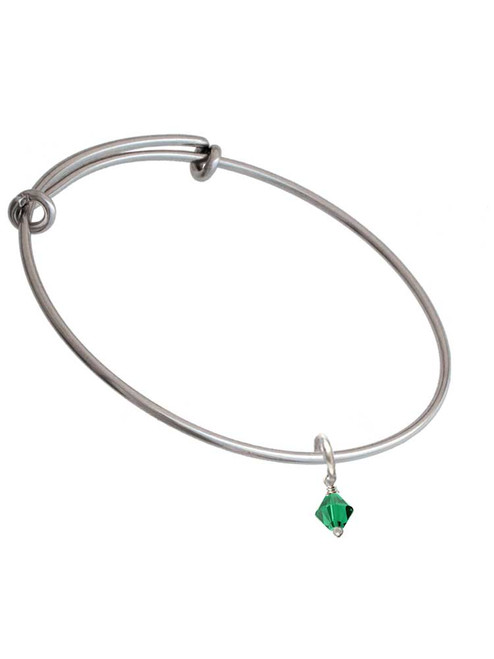 May - Green - 6mm Crystal Bicone Charm Bangle Bracelet