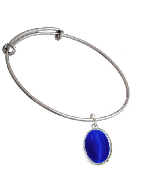 Small Blue Imitation Cat's Eye Charm Bangle Bracelet