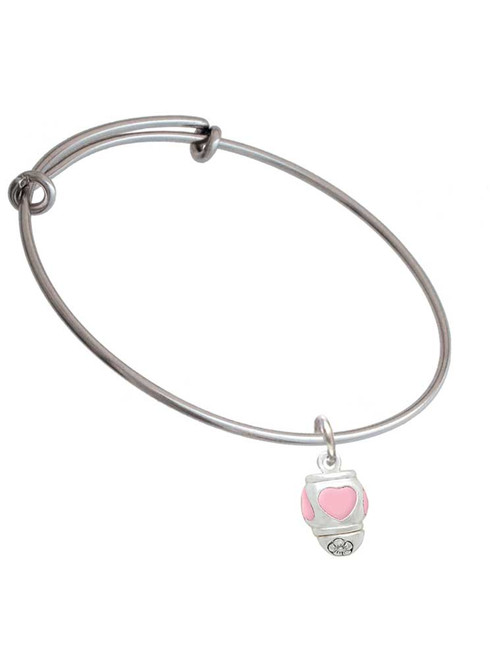 Pink Heart Spinner Charm Bangle Bracelet