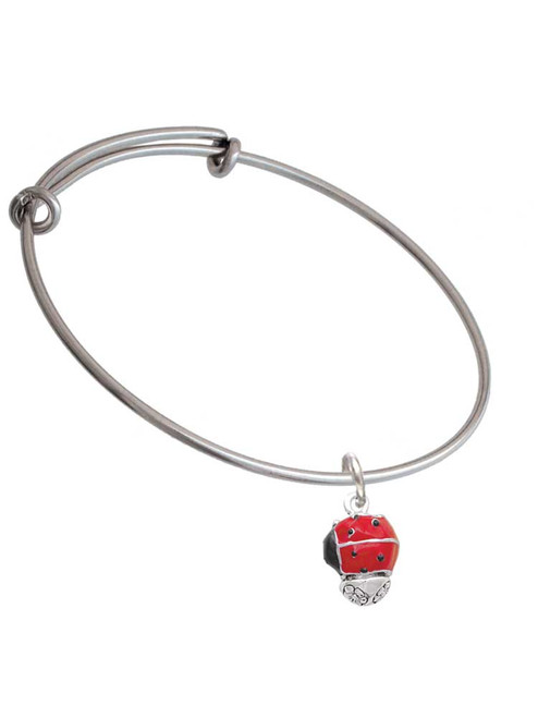 Red Ladybug Spinner Charm Bangle Bracelet
