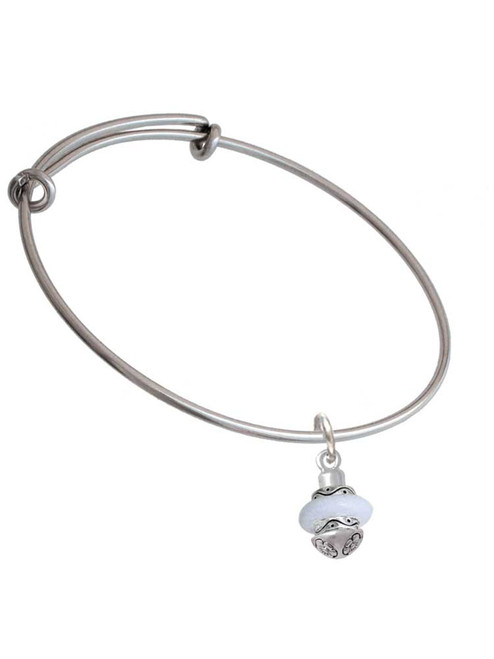 White Center Spinner Charm Bangle Bracelet