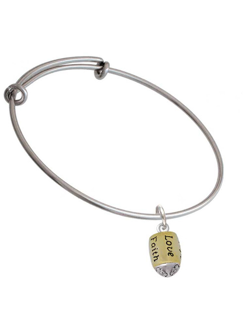 Love, Faith, Pray, Peace, Joy, Hope Gold Tone Spinner Charm Bangle Bracelet