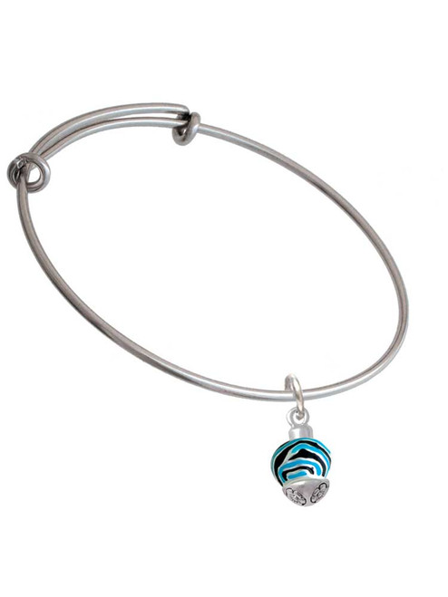 Wide Hot Blue Zebra Print Band Spinner Charm Bangle Bracelet