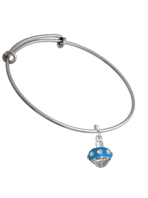 Hot Blue with Crystals Spinner Charm Bangle Bracelet