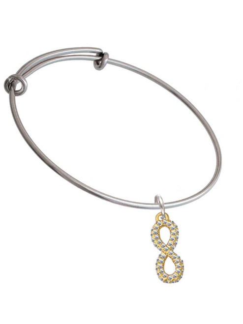 Crystal Gold Tone Infinity Sign Charm Bangle Bracelet