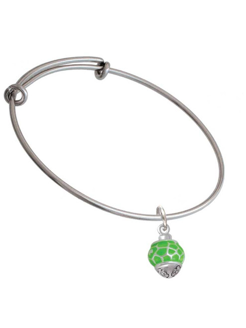Lime Green Giraffe Print Spinner Charm Bangle Bracelet