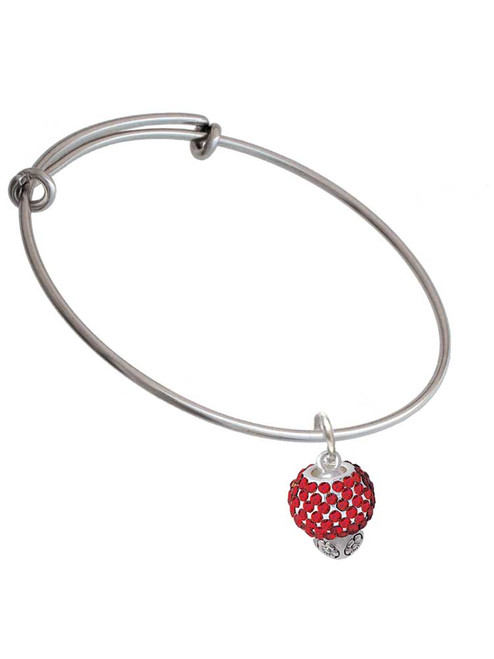 Red Crystal Sparkle Spinner Charm Bangle Bracelet