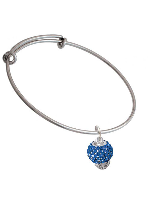 Blue Crystal Sparkle Spinner Charm Bangle Bracelet