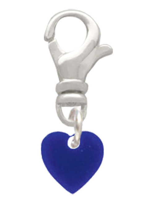 Acrylic 5/16" Navy Blue Heart Clip On Charm