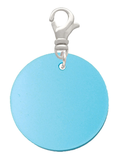 Acrylic 1" Disc Hot Blue Imitation Pearl Clip On Charm