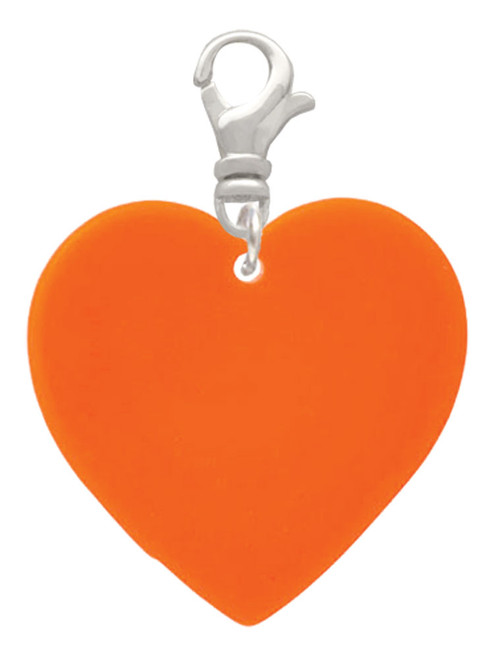 Acrylic 1" Orange Heart Clip On Charm
