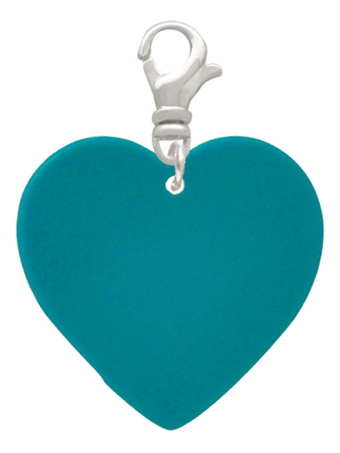 Acrylic 1" Teal Heart Clip On Charm