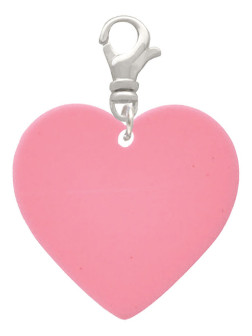 Acrylic 1" Pink Heart Clip On Charm