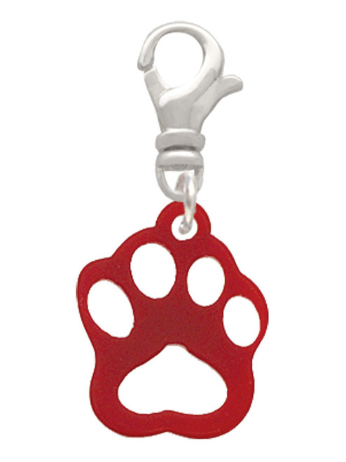 Acrylic Small Paw Maroon Clip On Charm
