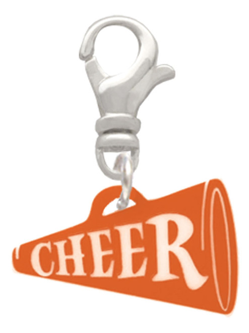 Acrylic 3/4" Orange Cheer Megaphone Clip On Charm