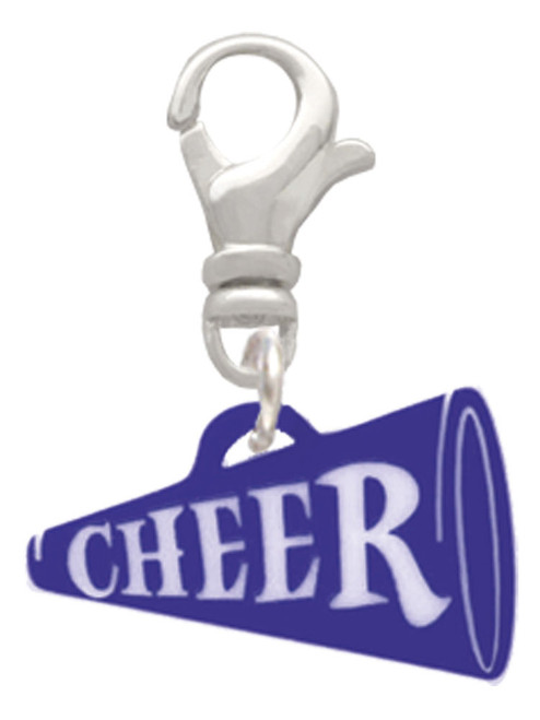 Acrylic 3/4" Navy Cheer Megaphone Clip On Charm