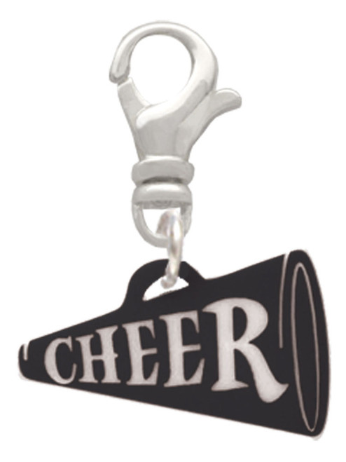 Acrylic 3/4" Black Cheer Megaphone Clip On Charm