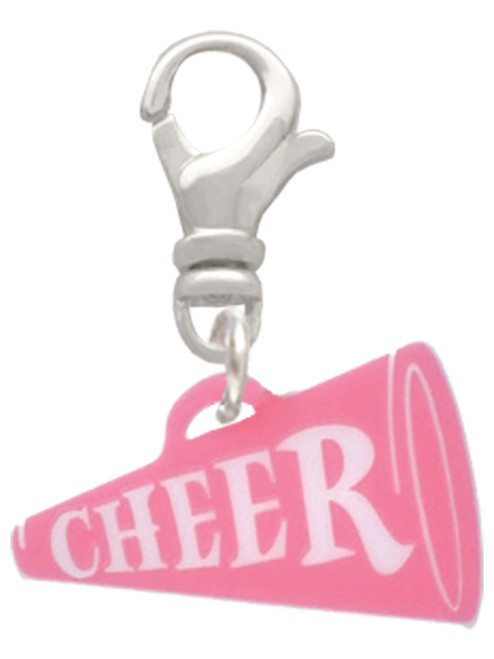 Acrylic 3/4" Pink Cheer Megaphone Clip On Charm