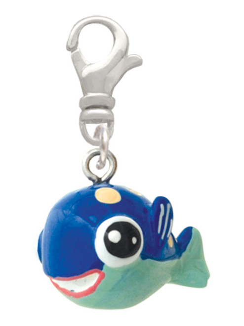 Resin Blue Fish with Pink Polka Dots Clip On Charm