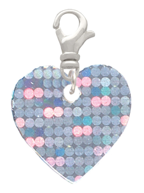 Acrylic Small Hologram Heart Clip On Charm