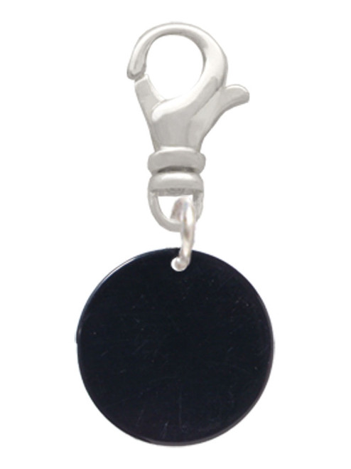 Acrylic 1/2" Disc Black Clip On Charm