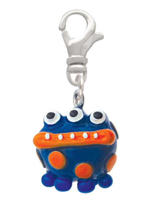 Resin Blue Monster with Orange Dots Clip On Charm