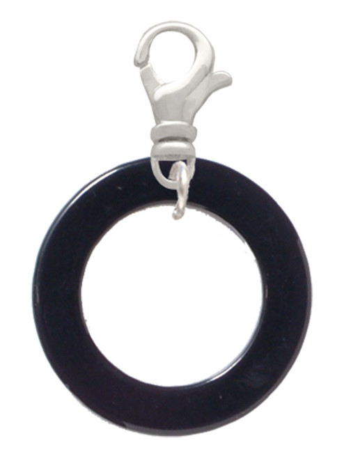Acrylic 7/8" Ring Black Clip On Charm