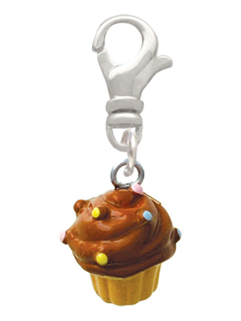 Resin Mini Vanilla Cupcake with Chocolate Frosting Clip On Charm
