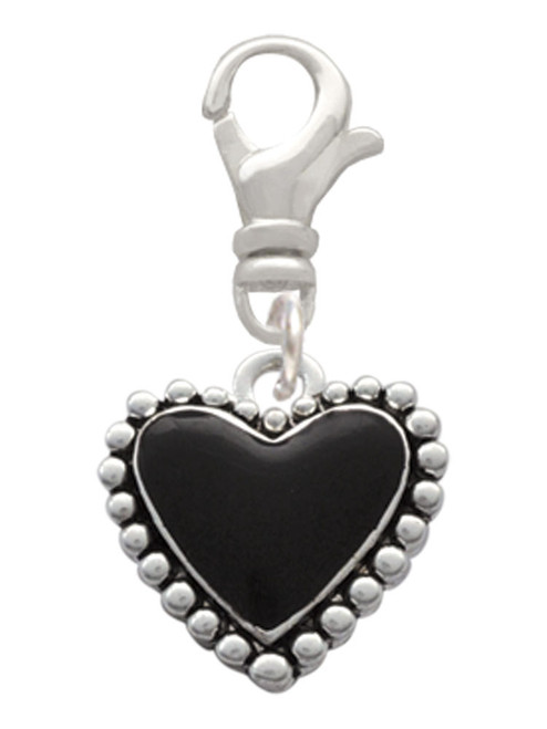 Black Heart with Beaded Border Clip On Charm