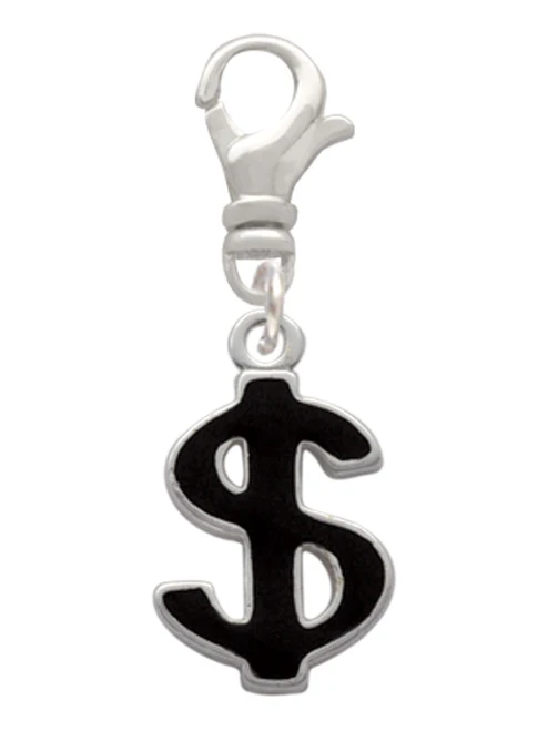 Black Dollar Sign Clip On Charm